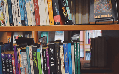 Bookstore interior with shelves